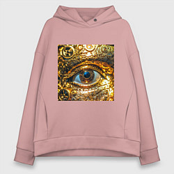 Толстовка оверсайз женская Золотой глаз металлический в стиле стимпанк, цвет: пыльно-розовый
