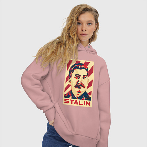 Женское худи оверсайз Stalin face / Пыльно-розовый – фото 3
