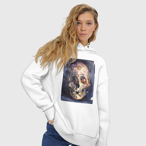 Женское худи оверсайз Прикосновение смерти / Белый – фото 3