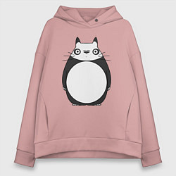Толстовка оверсайз женская Тоторо панда, цвет: пыльно-розовый