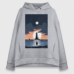 Толстовка оверсайз женская Встреча с маяком, цвет: меланж