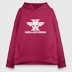 Толстовка оверсайз женская Helldivers 2 лого, цвет: маджента