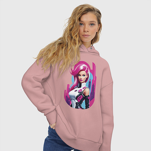 Женское худи оверсайз Beauty Barbie - ai art / Пыльно-розовый – фото 3
