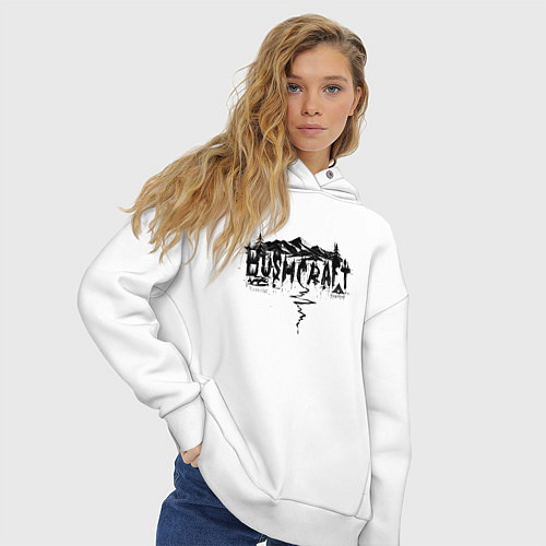 Женское худи оверсайз Бушкрафт - выживание и туризм / Белый – фото 3