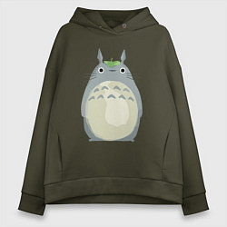 Толстовка оверсайз женская Neighbor Totoro, цвет: хаки