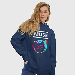 Толстовка оверсайз женская Muse rock star cat, цвет: тёмно-синий — фото 2