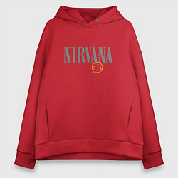 Толстовка оверсайз женская Nirvana logo smile, цвет: красный