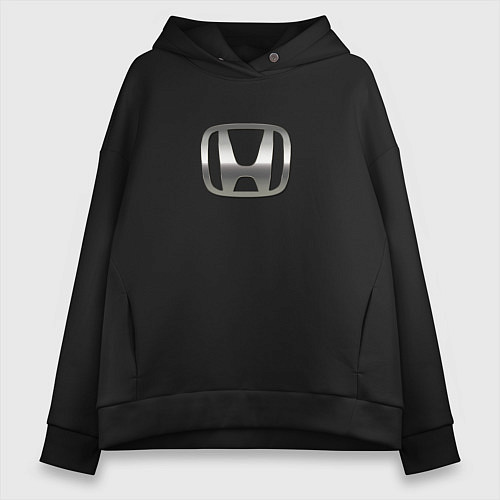 Женское худи оверсайз Honda logo auto grey / Черный – фото 1