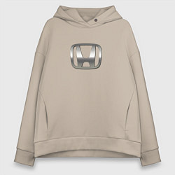 Толстовка оверсайз женская Honda logo auto grey, цвет: миндальный