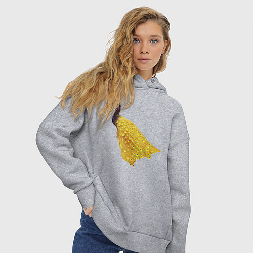 Женское худи оверсайз Павлин с золотым хвостом / Меланж – фото 3