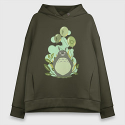 Толстовка оверсайз женская Green Totoro, цвет: хаки