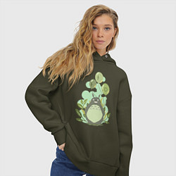Толстовка оверсайз женская Green Totoro, цвет: хаки — фото 2