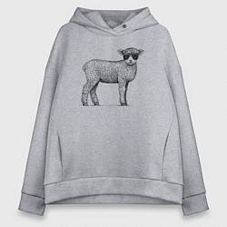 Толстовка оверсайз женская Ягненок в кепке, цвет: меланж