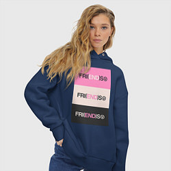 Толстовка оверсайз женская V Fri END S - friends song, цвет: тёмно-синий — фото 2