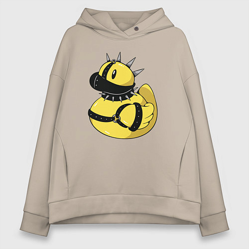 Женское худи оверсайз Резиновый утенок в стиле панк / Миндальный – фото 1