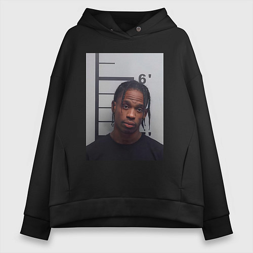 Женское худи оверсайз Travis Scott magshot / Черный – фото 1