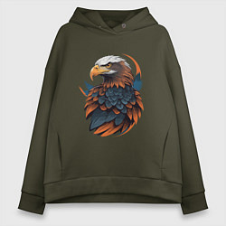 Толстовка оверсайз женская Белоголовый орлан, цвет: хаки