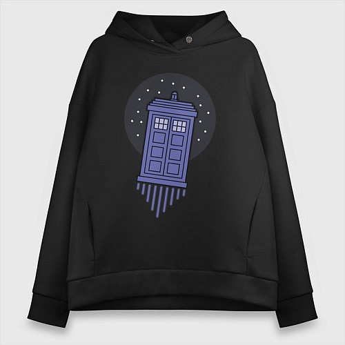 Женское худи оверсайз Tardis fly / Черный – фото 1