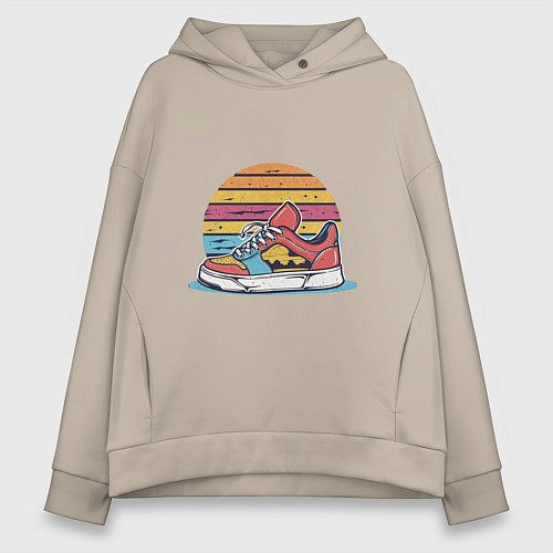 Женское худи оверсайз Яркие кеды / Миндальный – фото 1