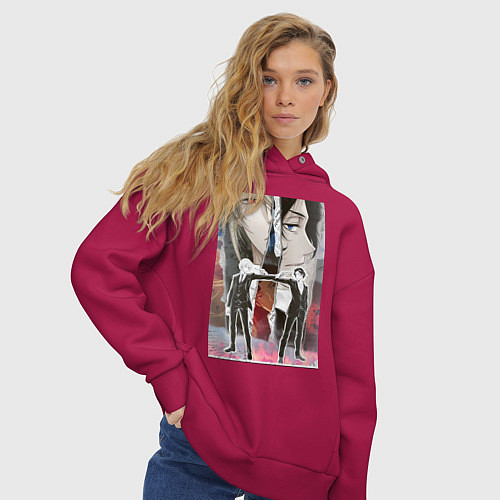 Женское худи оверсайз Патриотизм Мориарти / Маджента – фото 3