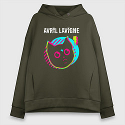 Толстовка оверсайз женская Avril Lavigne rock star cat, цвет: хаки