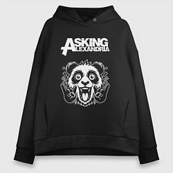 Толстовка оверсайз женская Asking Alexandria rock panda, цвет: черный