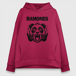 Толстовка оверсайз женская Ramones - rock panda, цвет: маджента