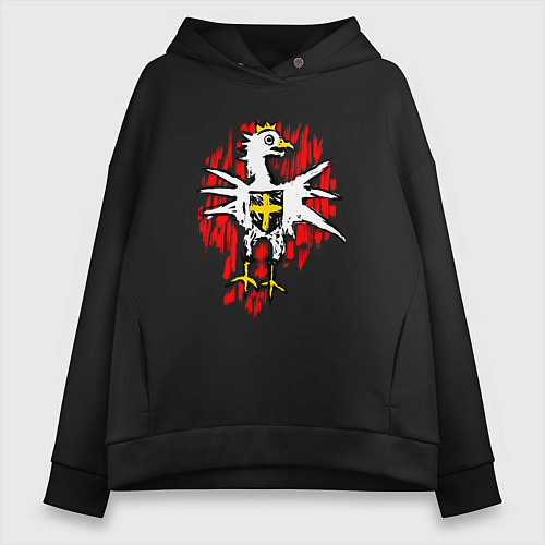 Женское худи оверсайз Герб Радовида - рисунок Геральда из квеста / Черный – фото 1