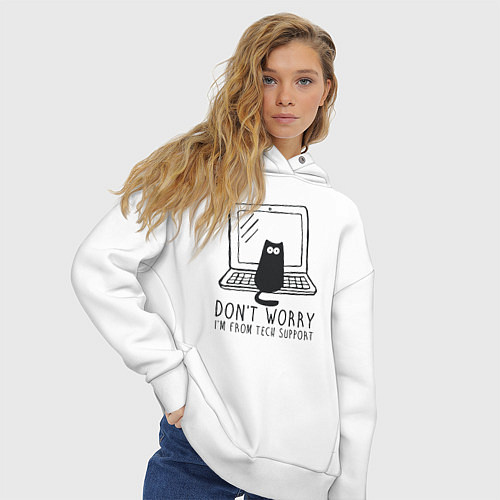 Женское худи оверсайз Dont worry im from tech support / Белый – фото 3