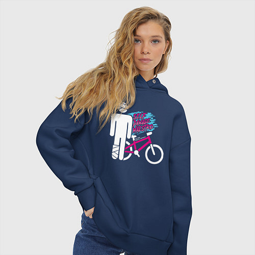Женское худи оверсайз Sports mechanics Bicyclist / Тёмно-синий – фото 3