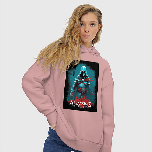 Женское худи оверсайз Assassins creed тайные секреты / Пыльно-розовый – фото 3