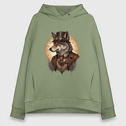 Толстовка оверсайз женская Волк симпатик, цвет: авокадо