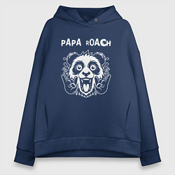 Толстовка оверсайз женская Papa Roach rock panda, цвет: тёмно-синий