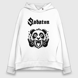 Толстовка оверсайз женская Sabaton - rock panda, цвет: белый