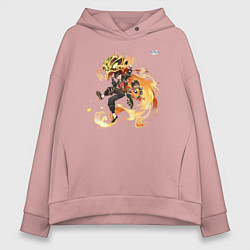 Толстовка оверсайз женская Ип Ка Мин из Геншин Импакт, цвет: пыльно-розовый