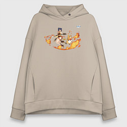 Толстовка оверсайз женская Мао Сян Лин из Геншин Импакт, цвет: миндальный