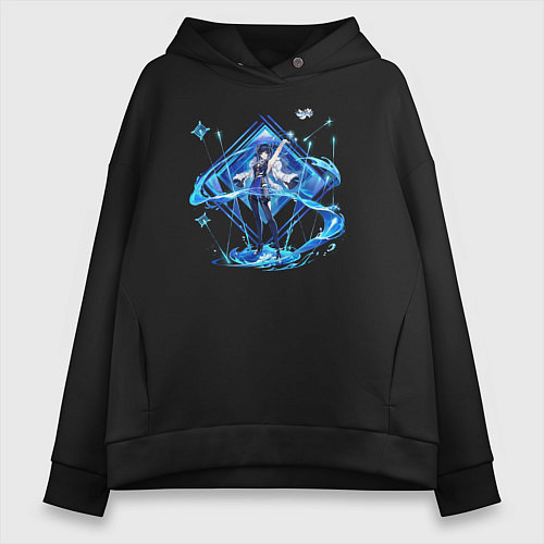 Женское худи оверсайз Е Лань из Геншин Импакт / Черный – фото 1