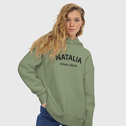 Толстовка оверсайз женская Natalia never alone - motto, цвет: авокадо — фото 2