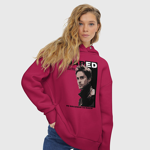 Женское худи оверсайз Jared Joseph Leto 30 Seconds To Mars / Маджента – фото 3