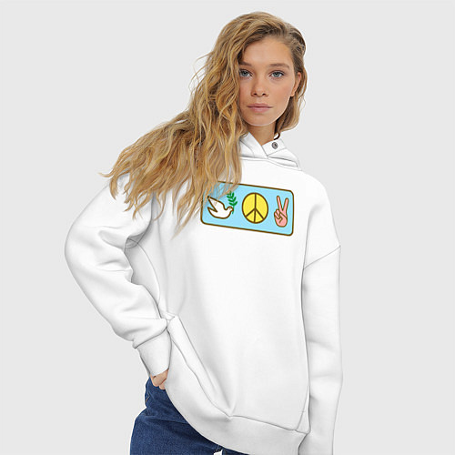 Женское худи оверсайз Голубь и мир / Белый – фото 3
