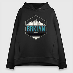 Толстовка оверсайз женская Brooklyn city, цвет: черный