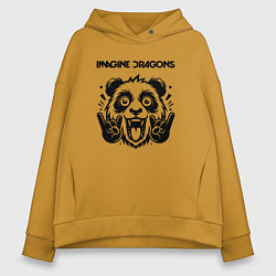 Толстовка оверсайз женская Imagine Dragons - rock panda, цвет: горчичный