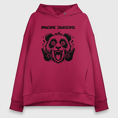 Женское худи оверсайз Imagine Dragons - rock panda / Маджента – фото 1