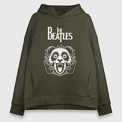 Толстовка оверсайз женская The Beatles rock panda, цвет: хаки