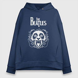 Толстовка оверсайз женская The Beatles rock panda, цвет: тёмно-синий