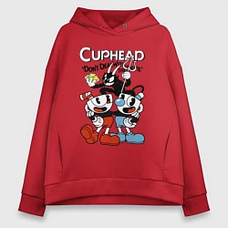 Толстовка оверсайз женская Cuphead - devil, цвет: красный