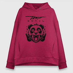 Толстовка оверсайз женская Tokio Hotel - rock panda, цвет: маджента