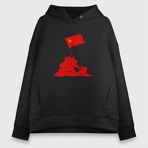 Женское худи оверсайз Возведение знамени победы / Черный – фото 1