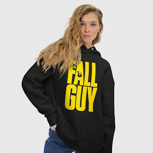 Женское худи оверсайз The fall guy logo / Черный – фото 3