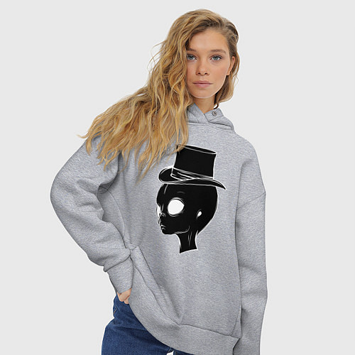 Женское худи оверсайз Пришелец в цилиндре / Меланж – фото 3